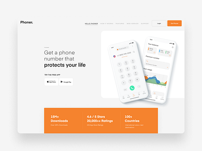 Phoner Website Design design illustration ui ux web webdesign website