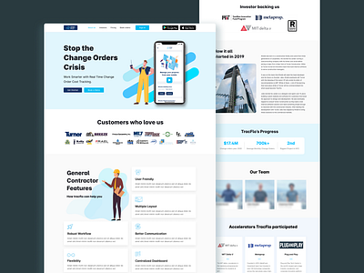 Trackflo Landing page & About Us clean flat homepage illustration landingpage minimal ui uiux ux website websitehomepage websitelandingpage webui