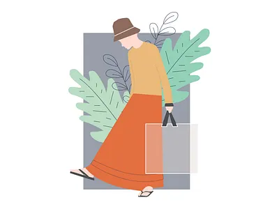 Flat Shopping Girl Illustration 2d bag branding character creative design flat for web girl illustration shopping simple vector