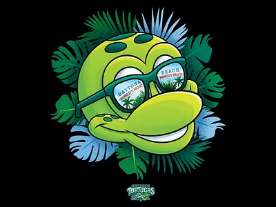 Daytona Beach Vibes (Daytona Tortugas) baseball beach character art daytona beach grain green illustration illustrator mascot milb mlb palm trees rendering sports team summer tortugas tropical turtle vibes