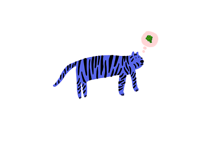 vegan tiger love broccoli broccoli cute drawing illustration kawaii tiger vegan