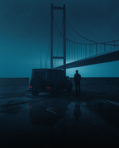 Contemplate 3d car cinema cinematic city dark digital art