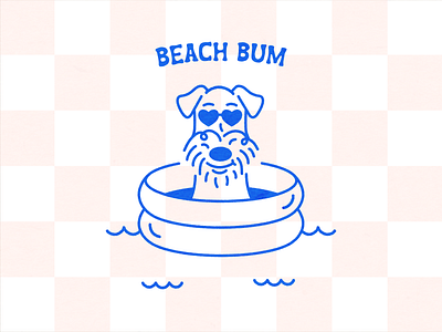 Beachin' beach cool dog float illustration line pool relax summer sun sunglasses swim texture