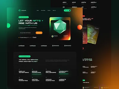 NFT Marketing Agency Theme agency crypto dark theme dark ui design agency landing page marketing marketing agency nft nft card nft design kit nft kit nft marketing nft marketing template nft marketplace nft marketplace kit nft template nft theme opensea performance agency