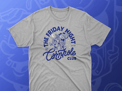 The Friday Night Cornhole Club handlettering illustration lettering shirt t shirt typography