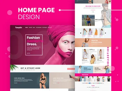 Temptin web beach branding cloth collection creative creative design design dress ecommerce fashion graphic design illustration landing page men shirts stone ui website design winter women