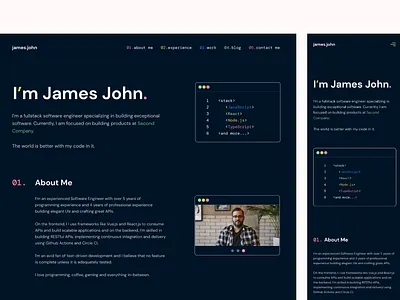 Software Developer Portfolio design developer minimalist portfolio ui