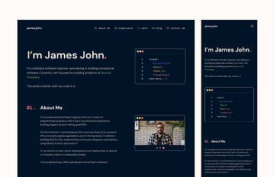 Software Developer Portfolio design developer minimalist portfolio ui