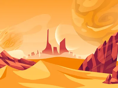 Desert of The Planet adventure background cartoon desert design environment fantasy flat graphic design illustration landscape planet sand space ui vector website