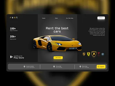 Car rental service adobe xd app car design rent ui uiux ux website