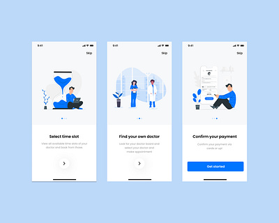 HEALAID- Therapy Booking App Walkthrough screens app branding design graphic design illustration logo typography ui ux vector walkthroug