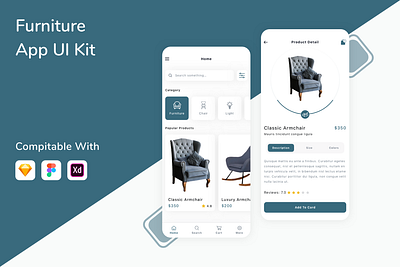 Furniture App UI Kit app design ecommerse furniture shop shopping store ui ui design ui kit ux