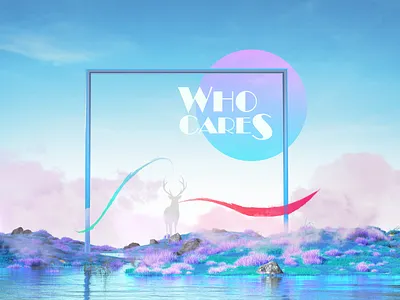 Who Cares 3d color flower grass motion graphics rock