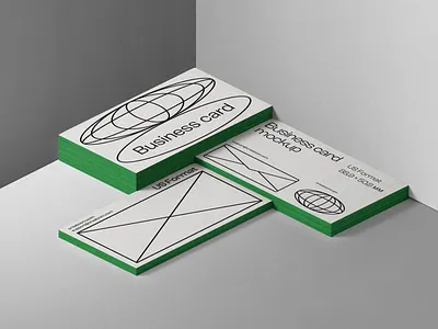 Three Stacks Of Business Card Mockups Isometric stationery mockups