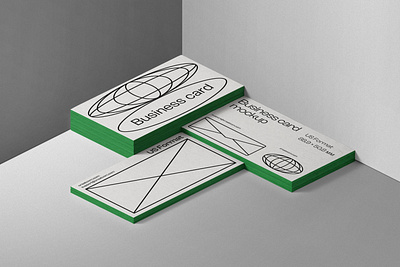 Three Stacks Of Business Card Mockups Isometric stationery mockups