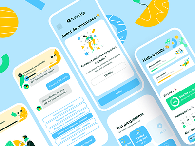 EnterUp — Mobile App — Training for business owners app branding chatbox design design sprint graphic design illustration interface training ui
