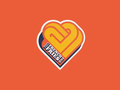 Happy national french fries day branding design food french fries french fries day french fry fried fry day gold heart iampommes illustration july 13 logo logo design love pommes pommes tag sticker vector