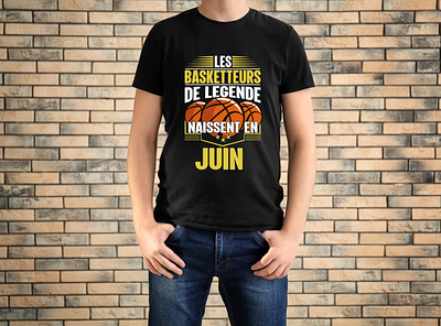 t-shirt homme les meilleures sont nés en juin BASKETTEURS anniversaire cadeau anniversaire graphic design illustration joueur de basket ball logo