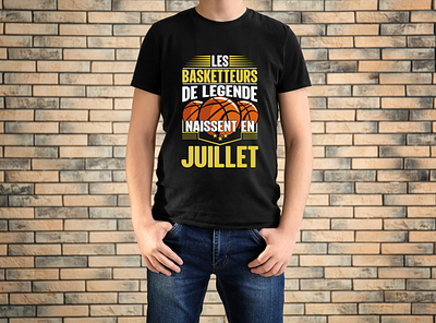 t-shirt homme les meilleures sont nés en juillet BASKETTEUR anniversaire cadeau anniversaire graphic design illustration joueur de basket ball logo