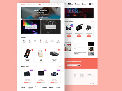 Elektronik Ecommerce LandingPage design device e commerce app ecommerce electronic fashion gadget homepage landing page marketplace online shop online store orange shop shopify smartphone ui uiux web website