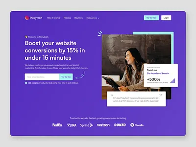 Pickytech home page business finance sales uiux web design webdesign website optimization