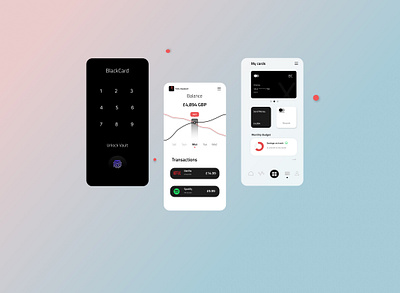 BlackCard bank banking business currency fintech mobile app ui uiux