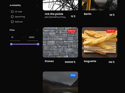dark mode nft marketplace frontend mui react typescript ui