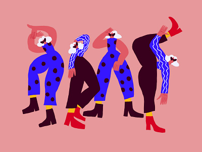 Party people art balenciaga beautiful character colorful dance fashion illustration illustrator people style stylish tati illustrations vector woman women