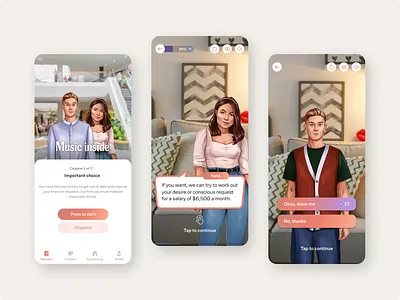 Neome mobile app app characters chat bot design figma game health illustration mental mental health mobile mobile app novellas psychology story ui ux ux ui