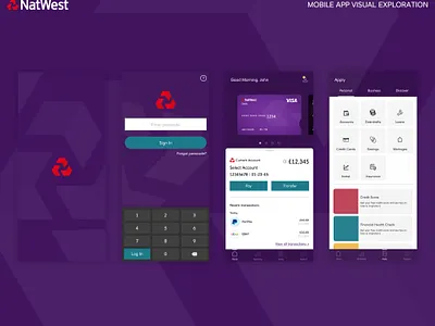 Natwest Mobile Banking App Exploration app banking branding design exploration finance flat minimal mobile natwest redesign ui ux