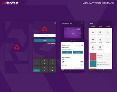 Natwest Mobile Banking App Exploration app banking branding design exploration finance flat minimal mobile natwest redesign ui ux