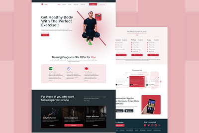 Fitness Studio Landing Page 2022trand beginner blue clean color colorful design fitness graphic design illustration landing page logo pro ui ui ux ux