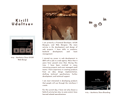 Design for my portfolio website black branding cv figma gold interface landing modern page portfolio resume site ui uiux user experience user interface ux web design white