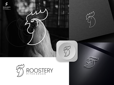 Roostery Logo animals branding chicken circle clean corporate branding design graphic design grid illustration inspirations line logo logodesign minimal modern rooster simple vector