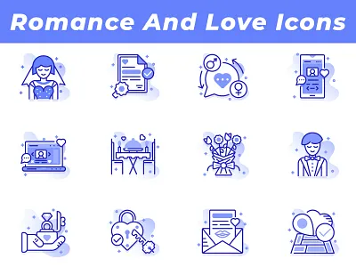 Romance and Love Icons 3ab2ou bride couple icons love pack purple romance set valentine wedding