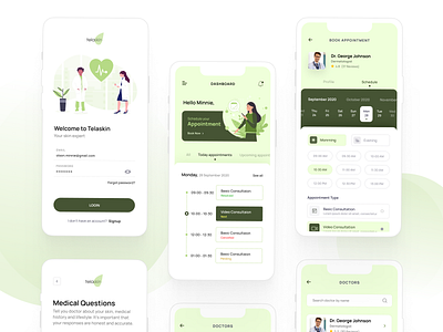 Telaskin - Online medical service app design appointment behance case study design doctor healthcare illustration ios online prerna ui ui ux