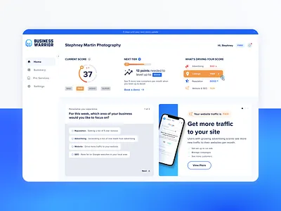 Business Warrior Saas web product desktop saas software ui ux