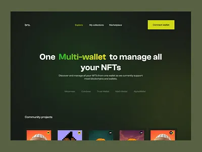 landing page for an nft multi wallet design figma portfolio ui ui design ux
