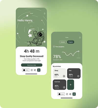 Amity-Habits and Sleep tracking app application chart eating habits exercise graph graphic design habits mental health sleep tab bar tracking ui ux ux design wellness