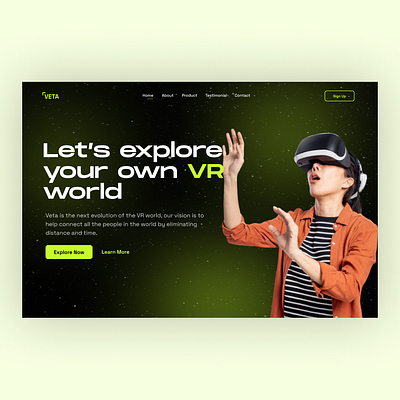 Veta - Virtual Reality Services Landing Page Website ar artificial intelligence augmented reality future futuristic home page landing page meta modern oculus tech technology ui ux virtual reality vr web web design website website design