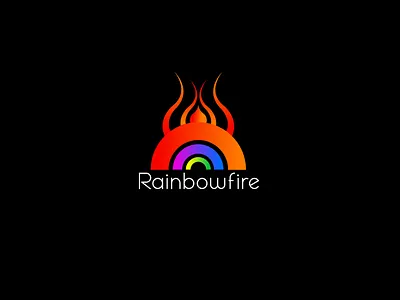 "Rainbowfire" logo branding fire logo fire shape logo logo logo design minimalist logo rainbow logo rainbow shape