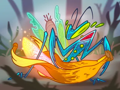 MANTIS ✼ art banana character illustration mantis