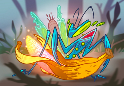 MANTIS ✼ art banana character illustration mantis
