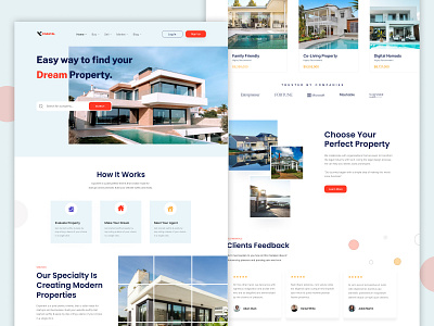 Coastal Real Estate - Landing Page Design behance branding company website design dribbble home page landing page design modern website real estate testimonial trending ui dribbble ui uiux web app web design idea web layout website website design wireframe