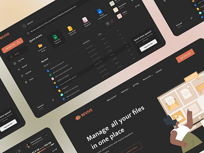 Dropbox Redesign challenge dark dashboard dropbox filemanager graphic design landing page mobile design redesign ui design uiux user interface webdesign