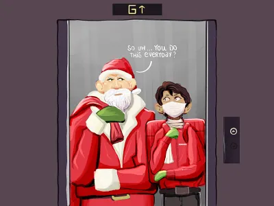 Disclaimer: Santa is real art branding christmas digital art food food delivery grap handdrawn illustration painted painting procreate santa social media texture