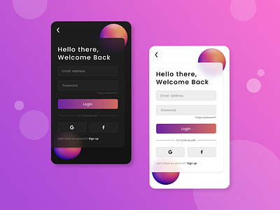 Glassmorphism Login Screen with Light & Dark Mode branding design graphic design graphicdesign illustration log out login login screen mobile app page design sigin ui ui design ux