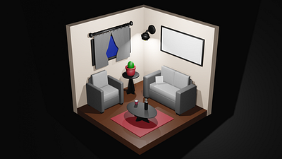 Minimal living room 3d blender design graphic design minimal design room small square design