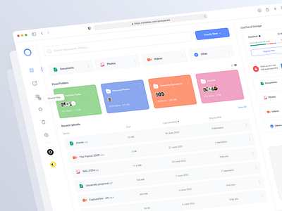 Outcloud - Cloud Storage Dashboard ☁️ app bitcoin branding btc cloud cloudmanager crypto dashboard design download file filemanager illustration logo manager storage ui upload ux web