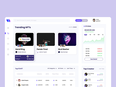 NFT Marketplace Dashboard app design graphic design ui ux website